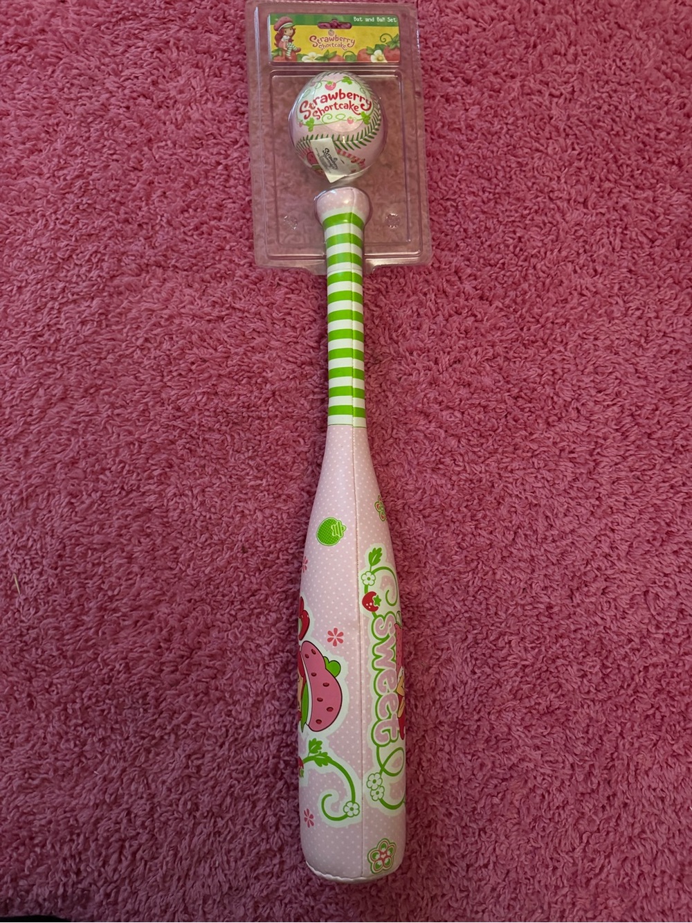 Strawberry Shortcake Pink & Green Kids Baseball Bat and Ball Set